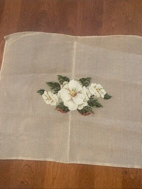 Needlepoint Magnolia Floral Canvas Vintage